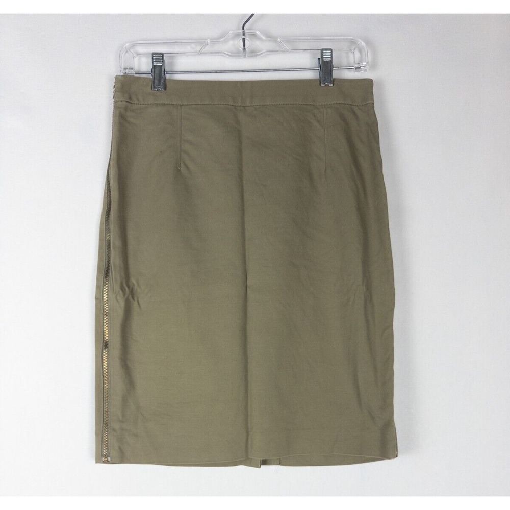 Club Monaco Skirt Olive 6 Green Full Zip Knee Length Lined Formal Straight Rayon